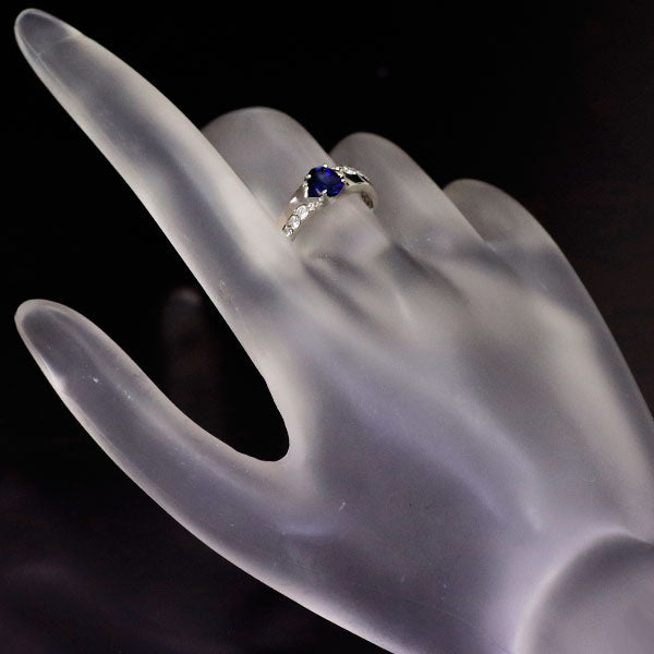 Pt900 Sapphire Diamond Ring 0.60ct D0.17ct 