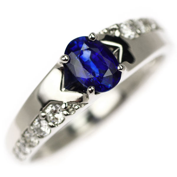 Pt900 Sapphire Diamond Ring 0.60ct D0.17ct 