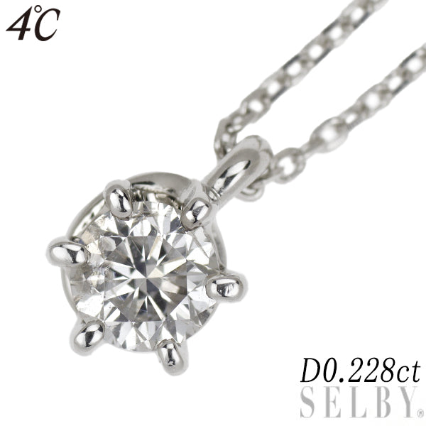 4℃ Pt995 Diamond Pendant Necklace 0.228ct 