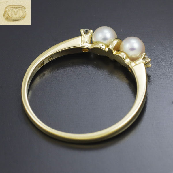 MIKIMOTO K18YG Akoya baby pearl diamond ring, diameter approx. 3.7mm 