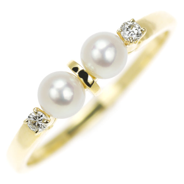 MIKIMOTO K18YG Akoya baby pearl diamond ring, diameter approx. 3.7mm 