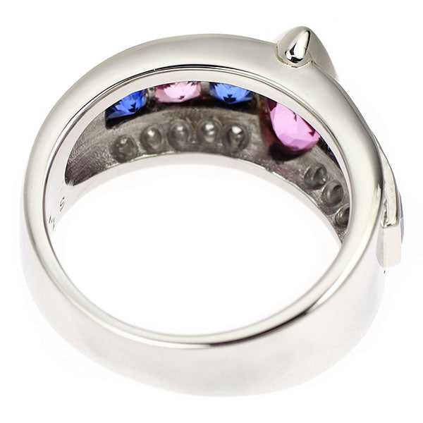 Pt900 Pink Blue Sapphire Diamond Ring 3.01ct D0.27ct 