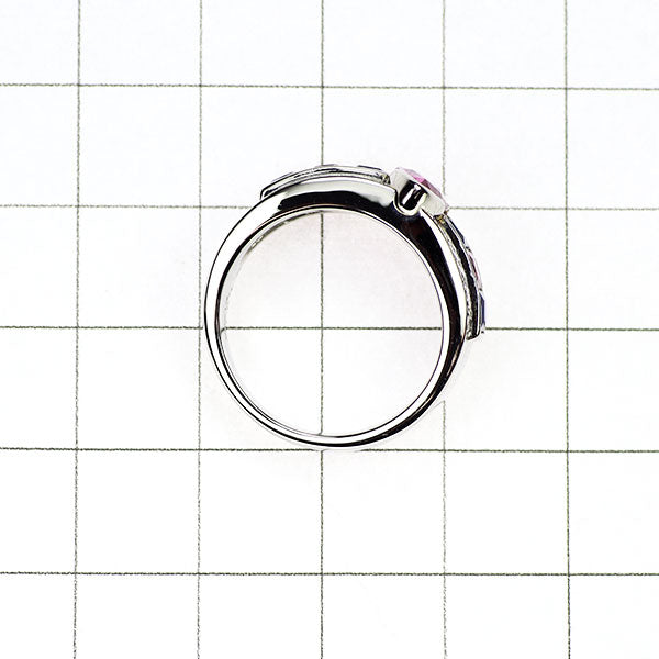 Pt900 ピンク ブルー サファイア ダイヤモンド リング 3.01ct D0.27ct