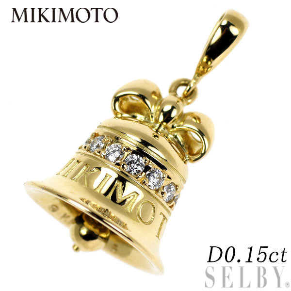 MIKIMOTO K18YG Diamond Pendant Top 0.15ct Bell 