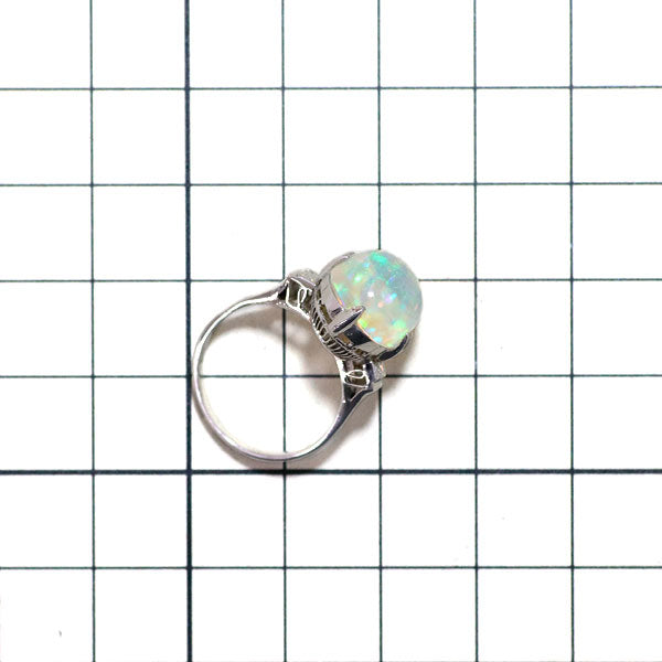 Pt800 Opal Diamond Ring, Vintage Product with Senbon-Okashi 