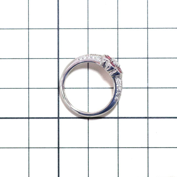 Pt900 ルビー ダイヤモンド リング 0.98ct D0.36ct フラワー