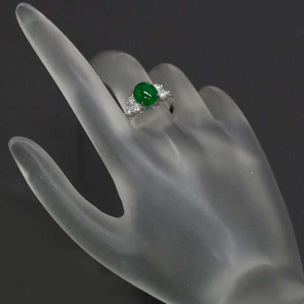 Pt900 Jade Diamond Ring 3.02ct D0.73ct 