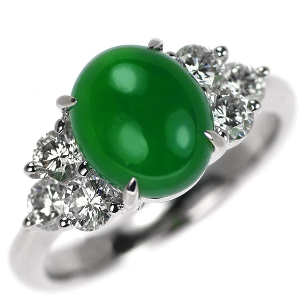 Pt900 Jade Diamond Ring 3.02ct D0.73ct 