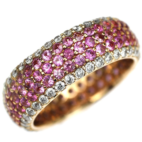 K18PG Pink Sapphire Diamond Ring 2.52ct D1.23ct Pavé Full Eternity 