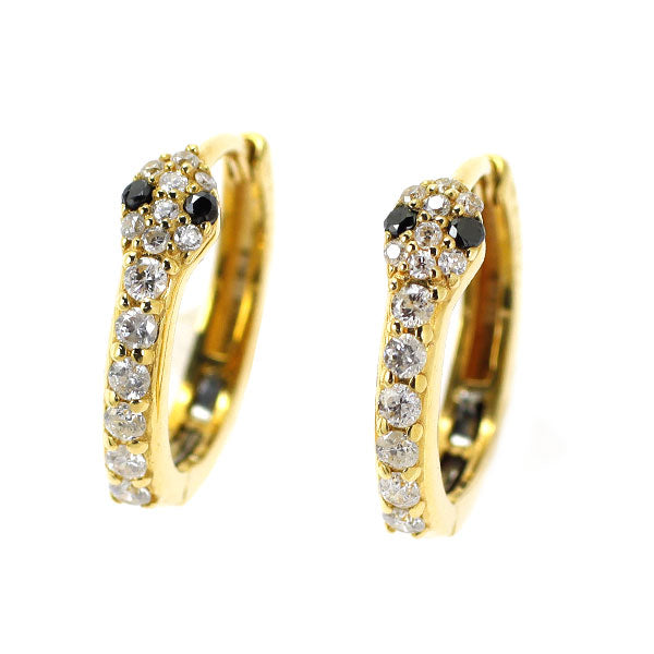 K18YG Black Diamond Earrings BD0.02ct D0.20ct Snake 