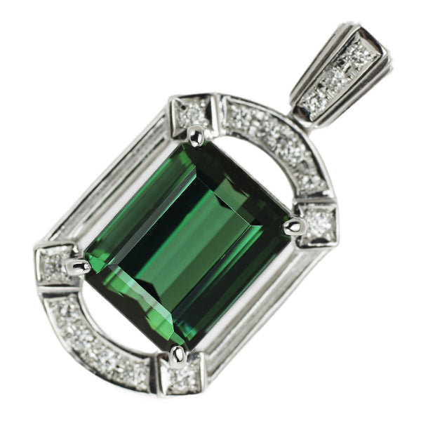 Tasaki Pearl Pt900 Green Tourmaline Diamond Pendant 5.47ct D0.14ct 