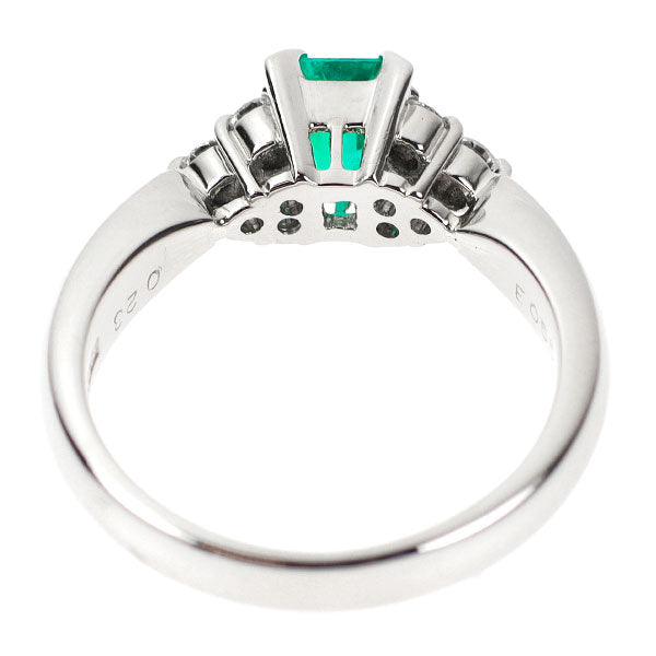 Pt900 Colombian emerald diamond ring 0.55ct D0.23ct 