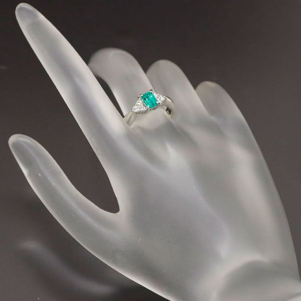 Pt900 Colombian emerald diamond ring 0.55ct D0.23ct 