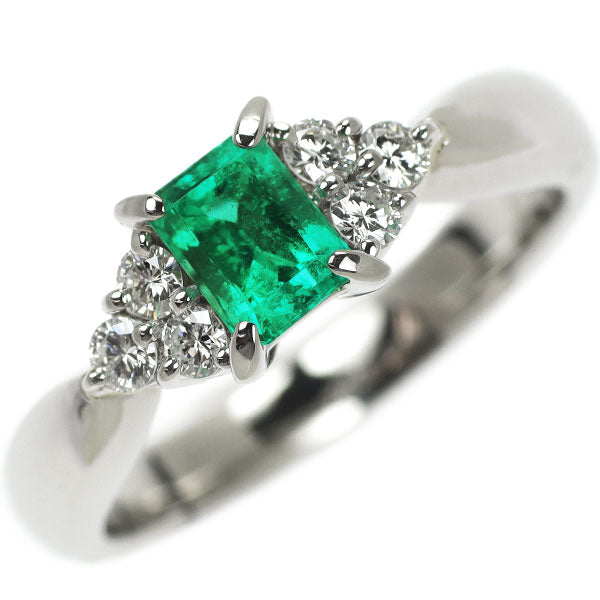 Pt900 Colombian emerald diamond ring 0.55ct D0.23ct 