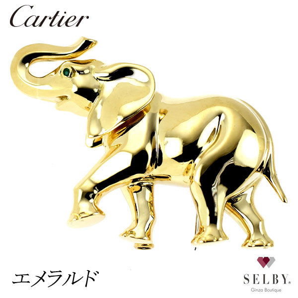 Cartier K18YG Emerald Brooch Candy {Selby Ginza Store} [S+ Like New, Polished at Authorized Store] [Used] 