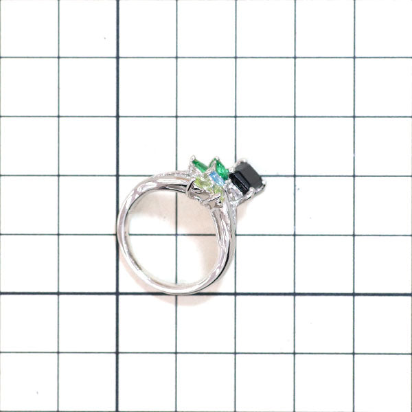 Pt900 グリーントルマリン カラーストーン ダイヤモンド リング 1.16ct CS0.41ct D0.18ct