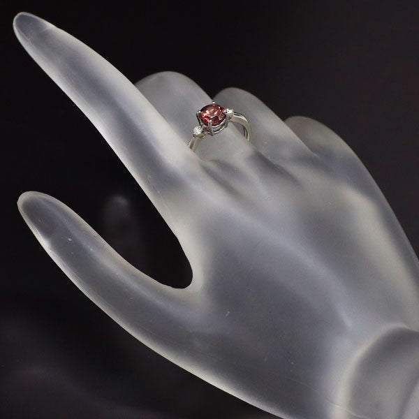 GSTV Pt999 Pink Zircon Diamond Ring 1.30ct D0.06ct 