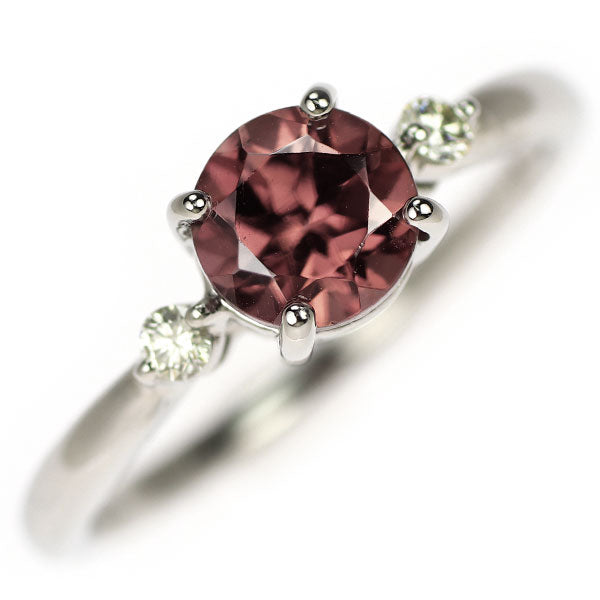 GSTV Pt999 Pink Zircon Diamond Ring 1.30ct D0.06ct 