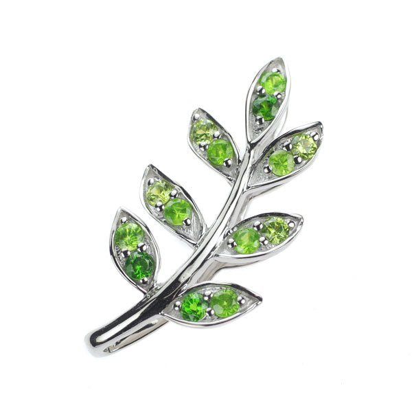 K18WG Demantoid Garnet Pendant Top 0.46ct Plant 