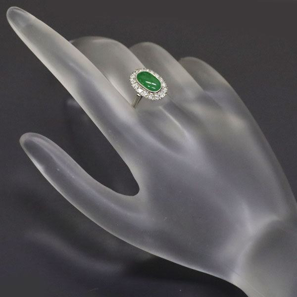 Pt650 Jade Diamond Ring 