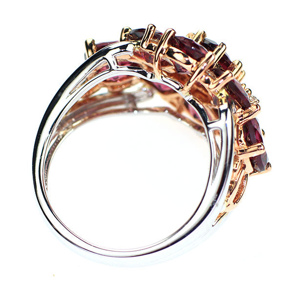 K18WG/PG Rhodolite Garnet Diamond Ring 6.80ct D0.12ct 