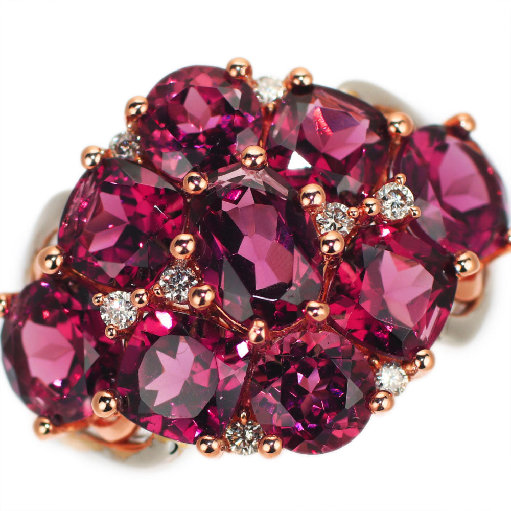 K18WG/PG Rhodolite Garnet Diamond Ring 6.80ct D0.12ct 