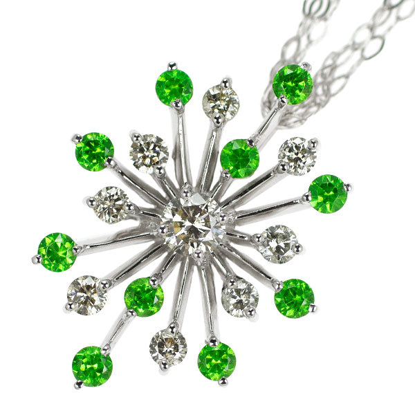 Haga Kenji K18WG Demantoid Garnet Diamond Pendant Necklace 0.65ct D0.62ct 