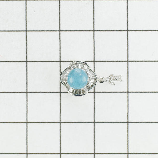 K18WG Cabochon Cut Paraiba Tourmaline Diamond Pendant Top 1.11ct D0.27ct 