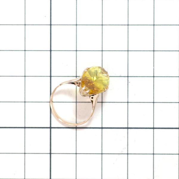 K18PG Synthetic Yellow Sapphire Ring, Vintage Product, Crown Openwork, Two-tier 