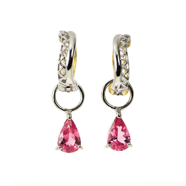 K18YG/WG Hot Pink Spinel Earrings 0.72ct Piercing Reversible 