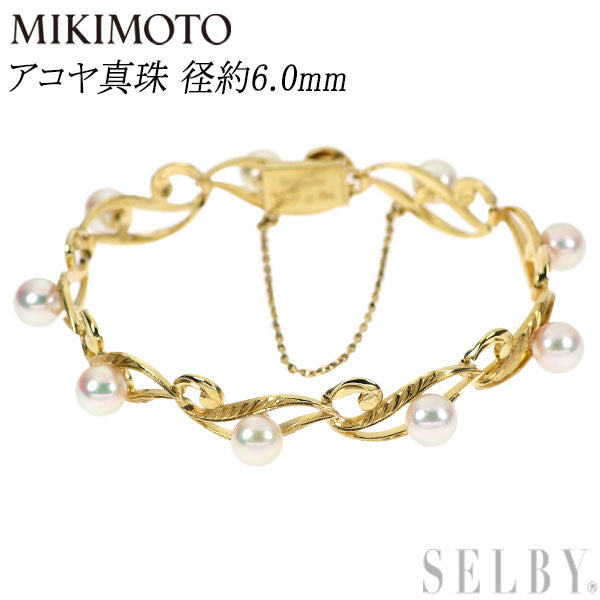 Mikimoto K14YG Akoya pearl bracelet, diameter approx. 6.0mm, vintage product 