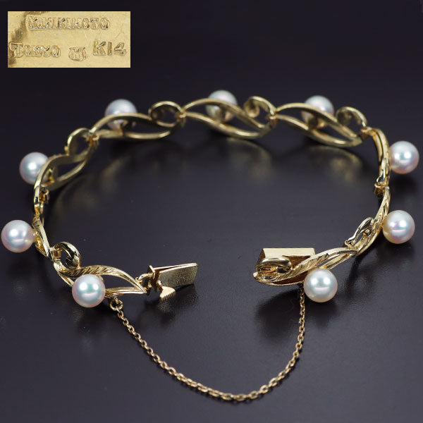 Mikimoto K14YG Akoya pearl bracelet, diameter approx. 6.0mm, vintage product 