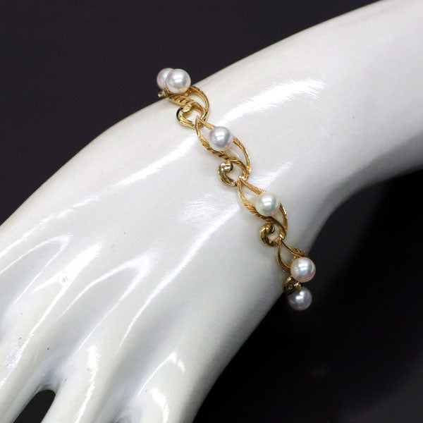 Mikimoto K14YG Akoya pearl bracelet, diameter approx. 6.0mm, vintage product 