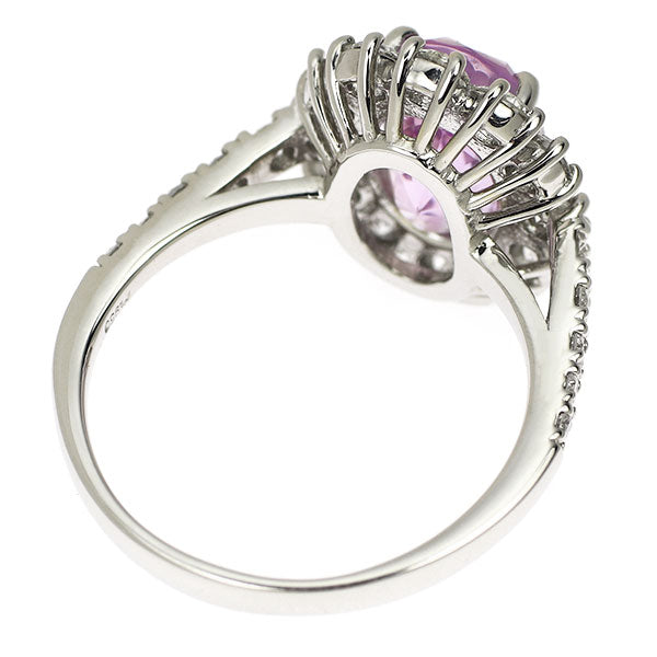 Pt950 Unheated Purplish Pink Sapphire Diamond Ring 3.539ct D1.05ct 