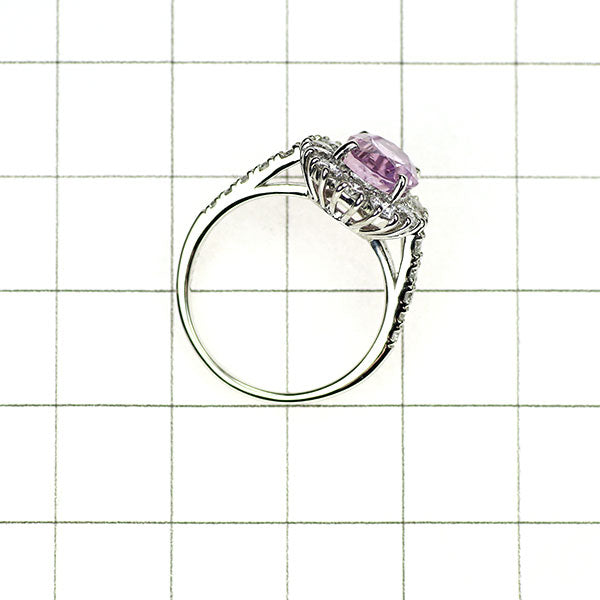 Pt950 Unheated Purplish Pink Sapphire Diamond Ring 3.539ct D1.05ct 