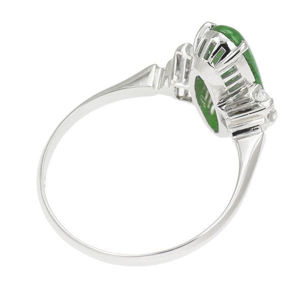 Pt900 Jade Diamond Ring 