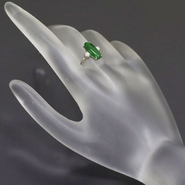 Pt900 Jade Diamond Ring 