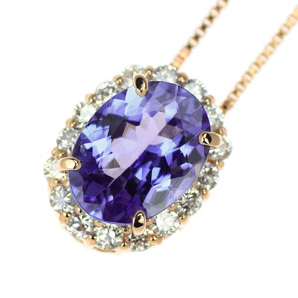 K18PG Tanzanite Diamond Pendant Necklace 1.00ct D0.25ct 