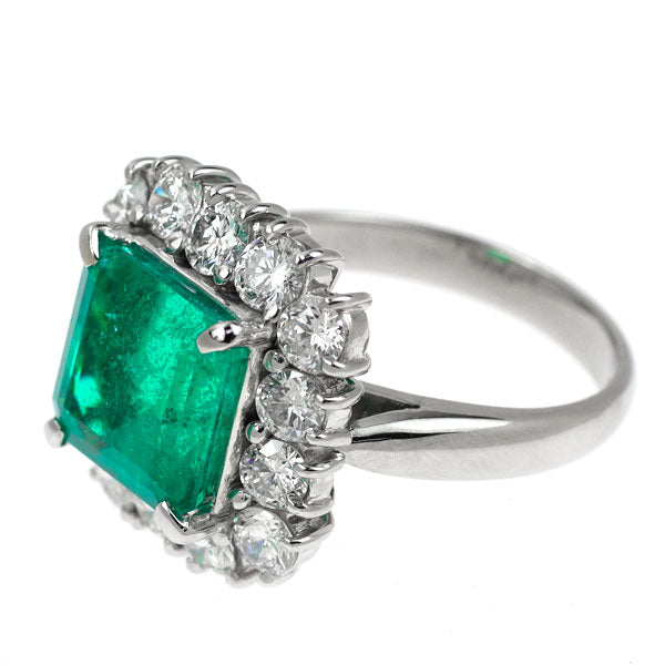 Pt900 Emerald Diamond Ring 4.09ct D1.62ct 