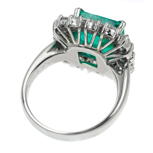 Pt900 Emerald Diamond Ring 4.09ct D1.62ct 