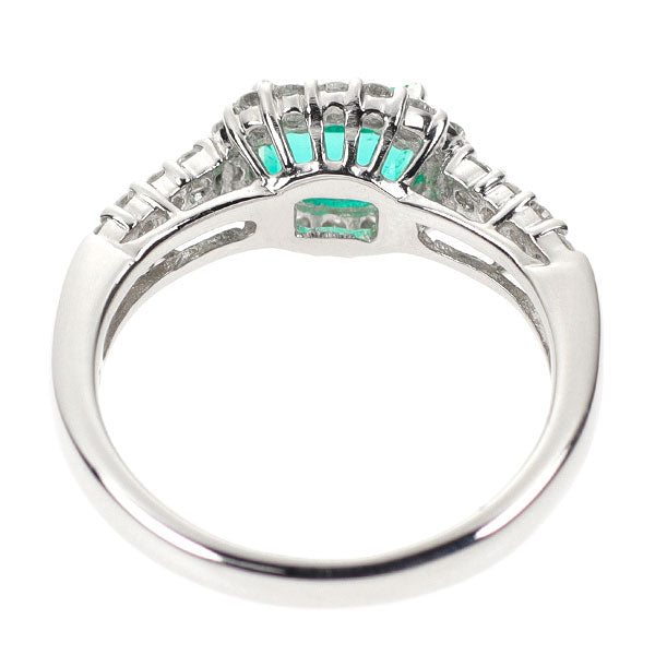 Pt900 Emerald Diamond Ring 0.61ct D0.36ct 