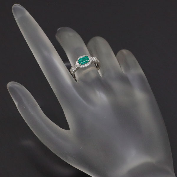 Pt900 Emerald Diamond Ring 0.61ct D0.36ct 