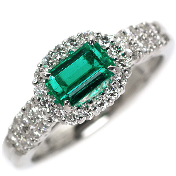 Pt900 Emerald Diamond Ring 0.61ct D0.36ct 