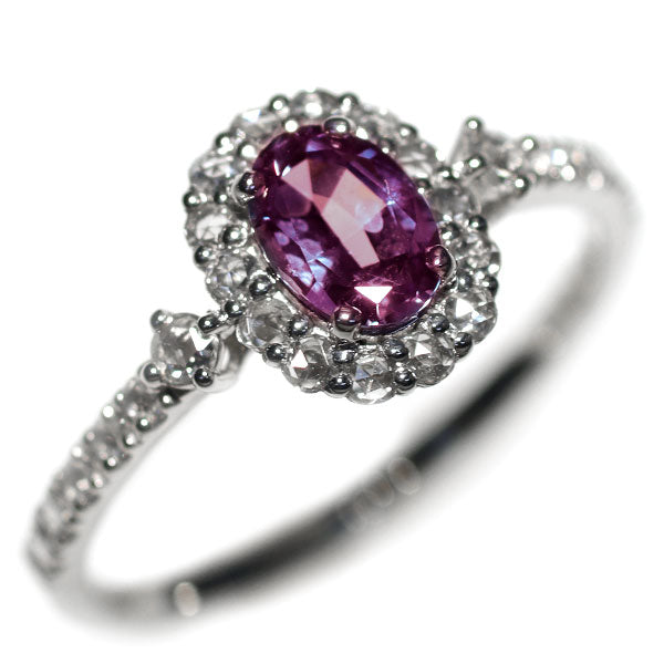 Brand new, rare Pt950 Brazilian Alexandrite rose cut diamond ring 0.49ct D0.22ct [Escore] 