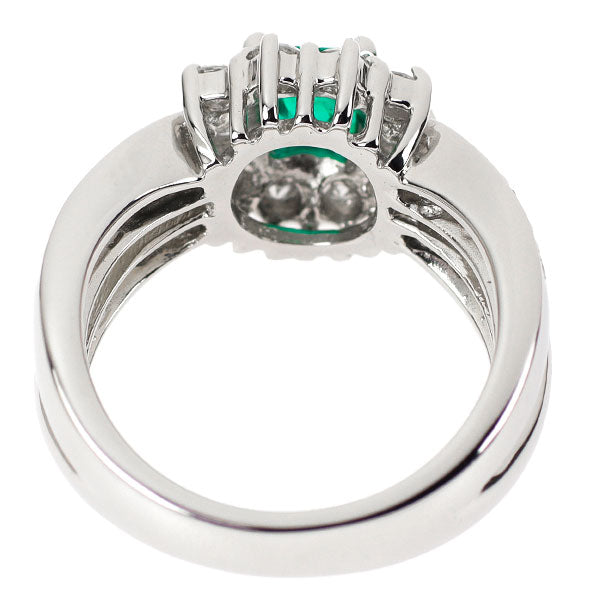 Pt900 Emerald Diamond Ring 0.59ct D0.57ct 