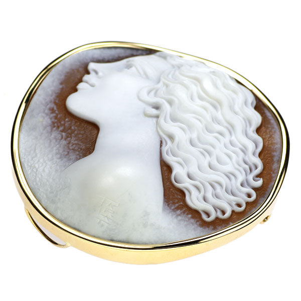 Carlo Parlati K18YG Shell Cameo Brooch and Pendant 