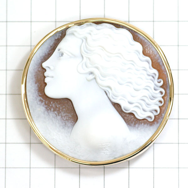 Carlo Parlati K18YG Shell Cameo Brooch and Pendant 