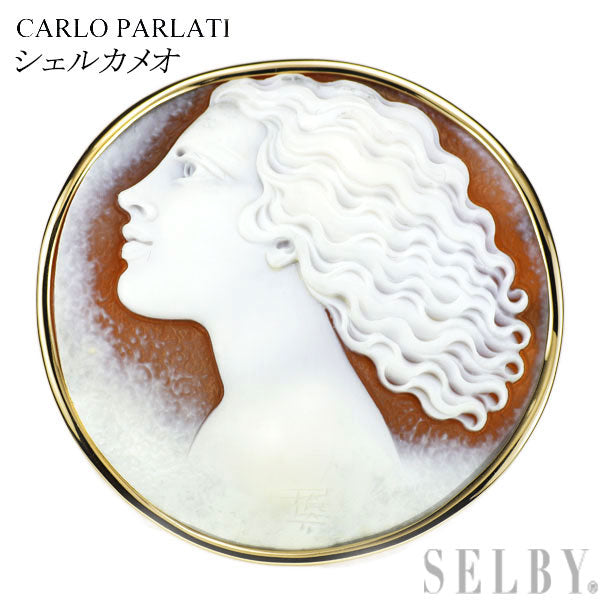 Carlo Parlati K18YG Shell Cameo Brooch and Pendant 