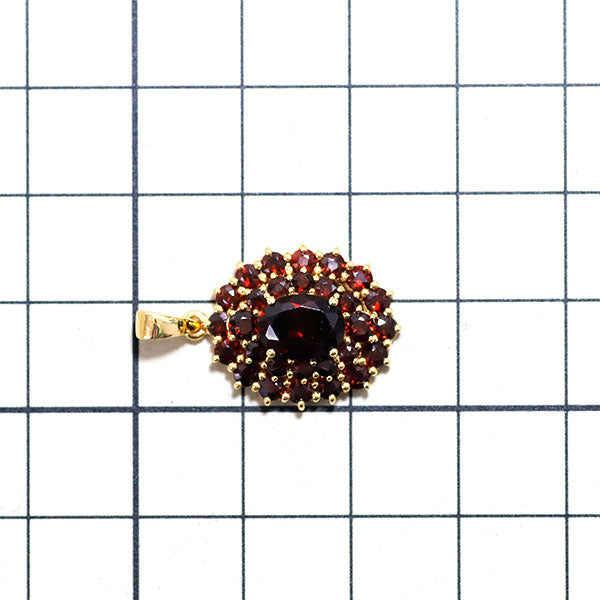 Rokuzan SV/Gold Plated Bohemian Garnet Pendant 8.70ct Vintage Jewelry 