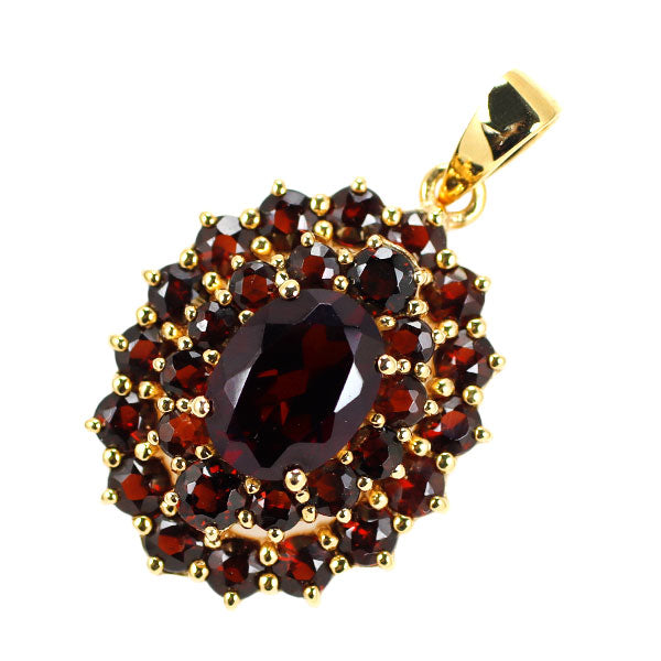 Rokuzan SV/Gold Plated Bohemian Garnet Pendant 8.70ct Vintage Jewelry 